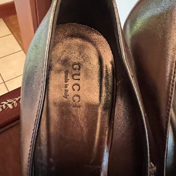 Gucci Nappa Silk Leather Platform Pewter Shoes - Picture 6 of 7